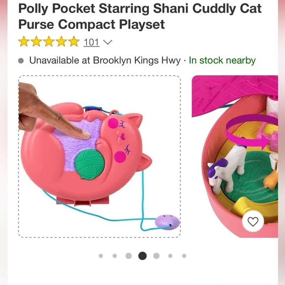 Polly Pocket Starring Shani Cuddly Cat Purse Compact Playset (cat purse only) - Picture 5 of 9